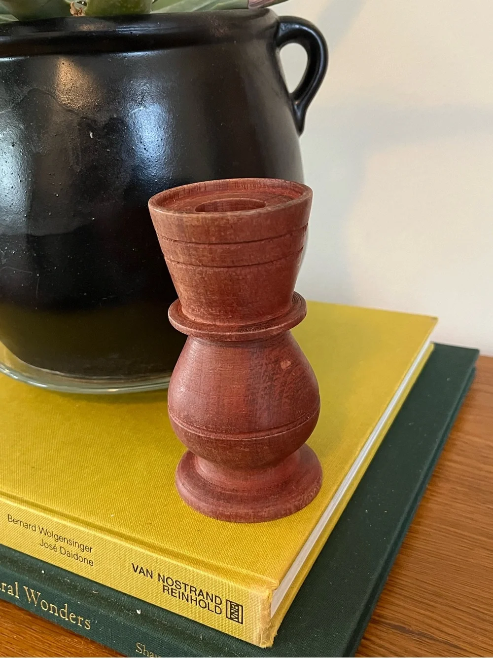 Short Wooden Candle Stick Holder